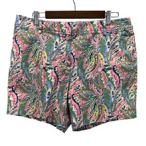 Talbots Perfect Short Chino Women's 14P Botanical Paisley Flat Front Pockets